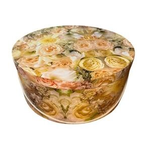 Tri-Coastal Design Round Floral Hat Box Decorative Storage Box w/ Lid rose peony